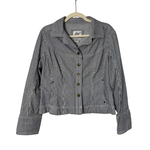 Live a Little Jackets & Blazers - Live a Little Jacket Womens Large Blue Hickory Stripe Excellent Western Denim